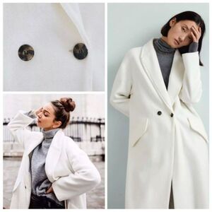 Zara Long White Coat Japan import, size‎ S